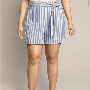 Blue and white striped shorts